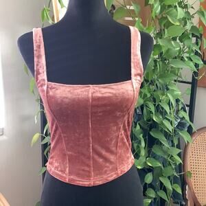 NWT Free People Intimately Crush Away Rose Velvet Square Neck Tank Top